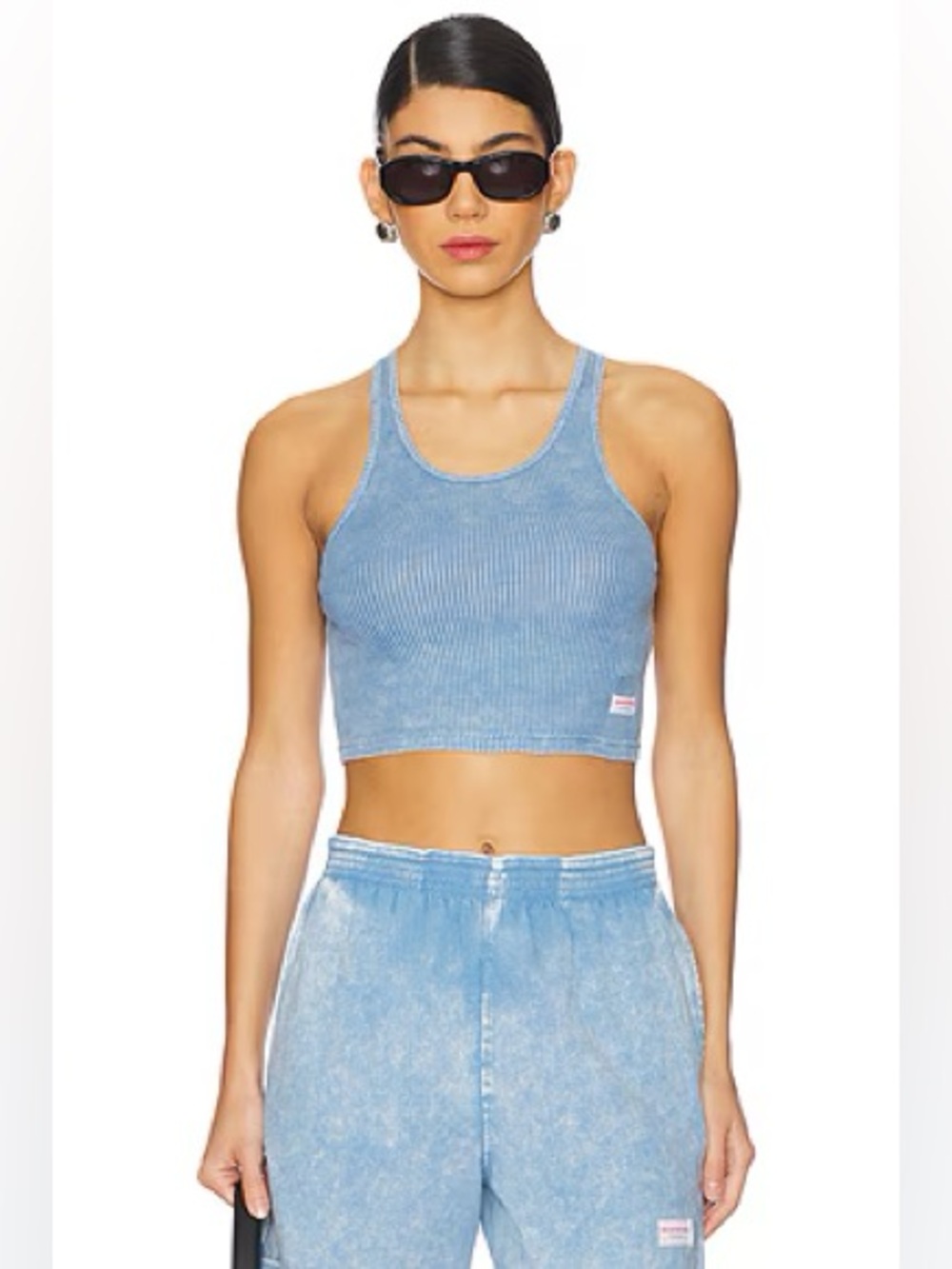 Alexander Wang Cropped Classic Racer Tank in Washed Blue Size S NWOT